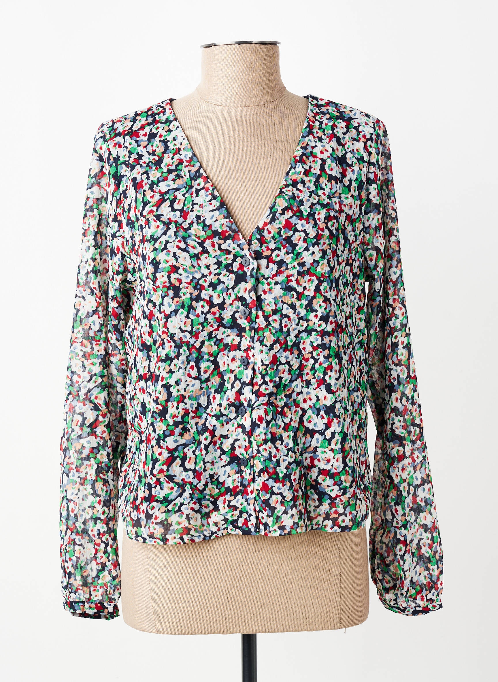 Blouse légère et transparente manches longues bleu ONLY femme