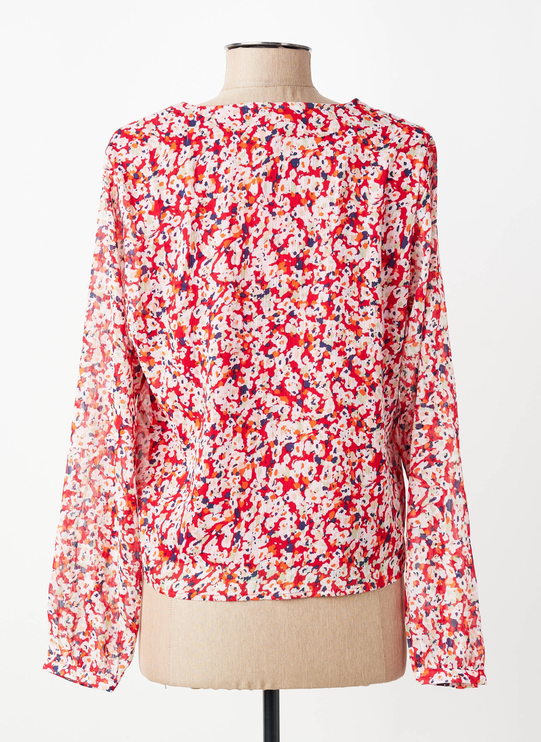 Blouse légère et transparente manches longues rouge ONLY femme