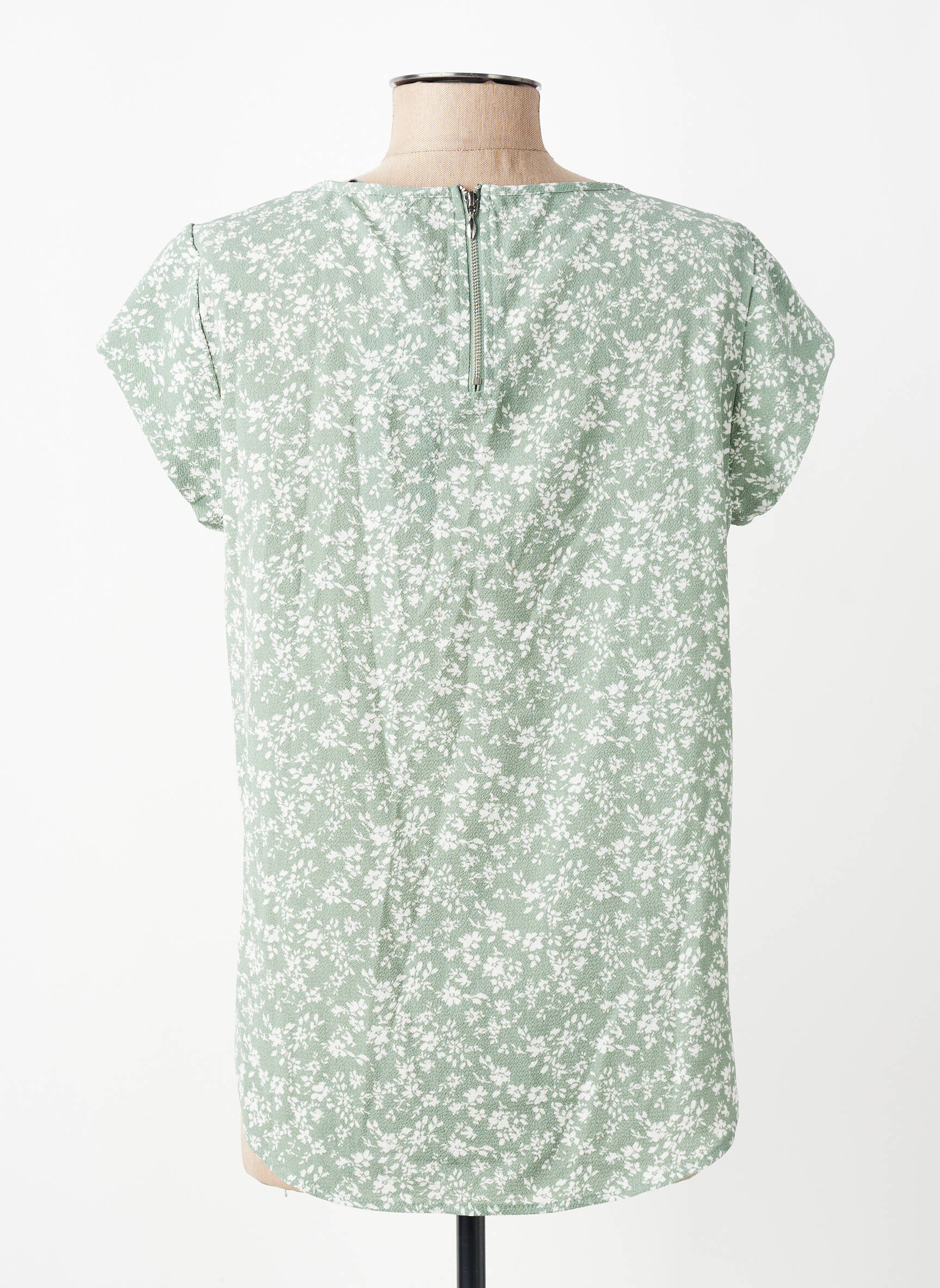 Top tissage crêpe manches courtes vert ONLY femme