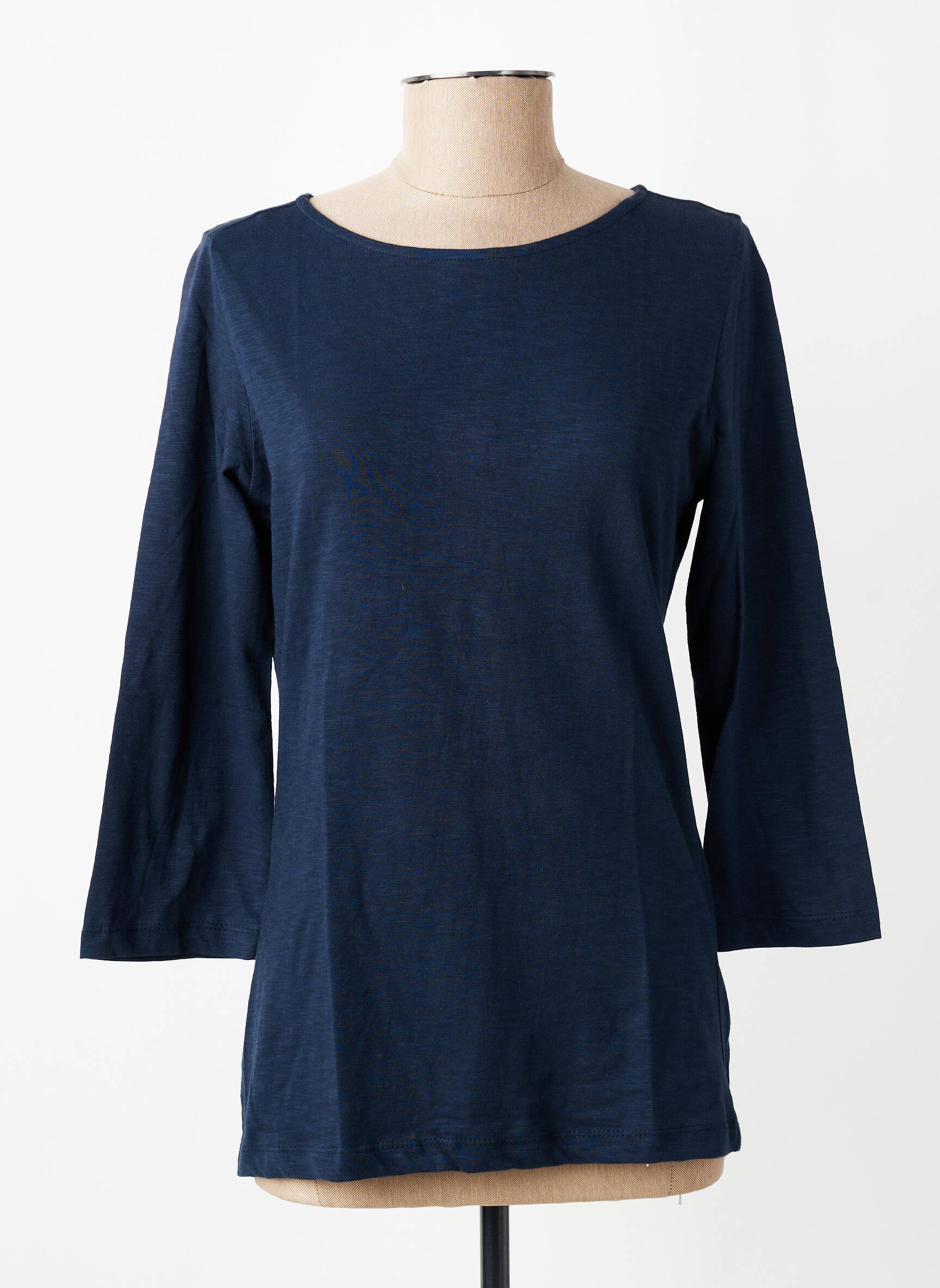 Top col rond manches 3/4 bleu LILY & ME femme