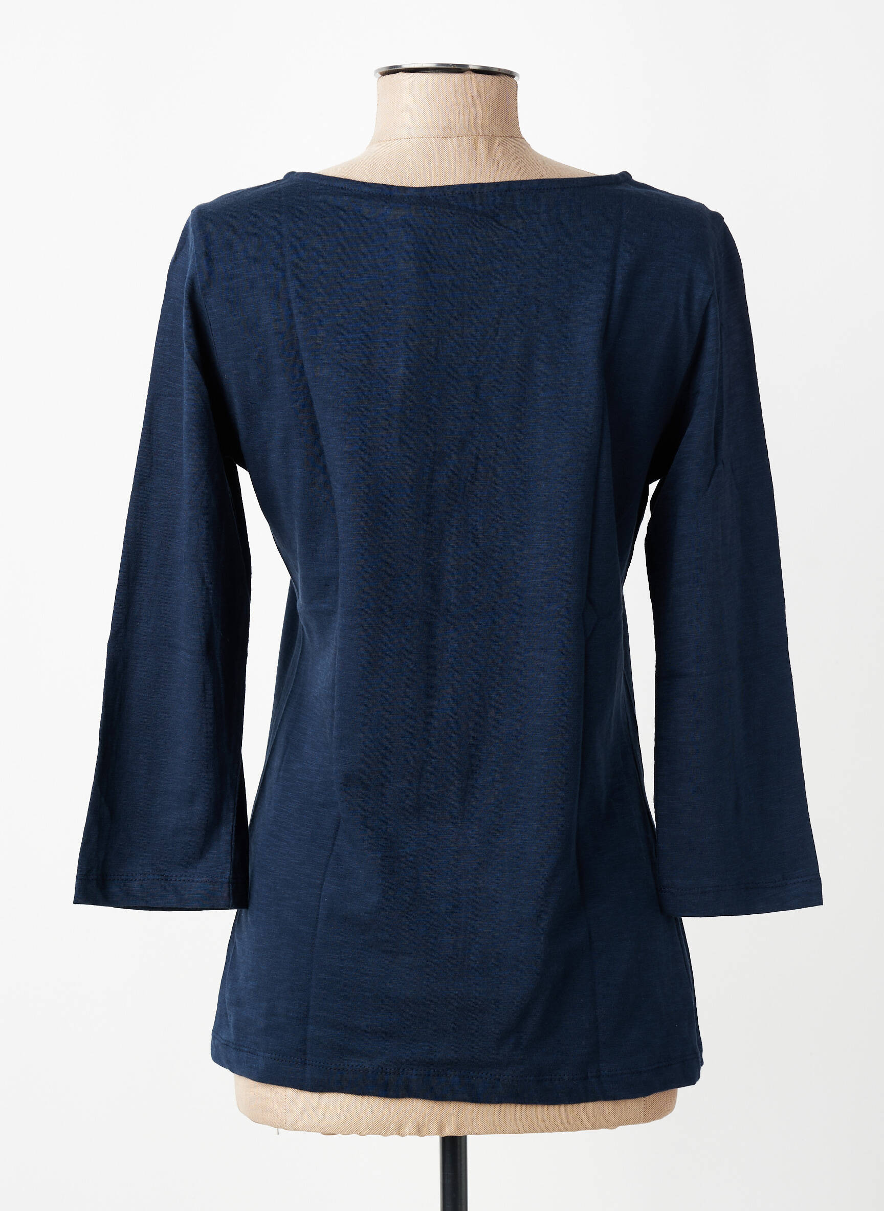 Top col rond manches 3/4 bleu LILY & ME femme