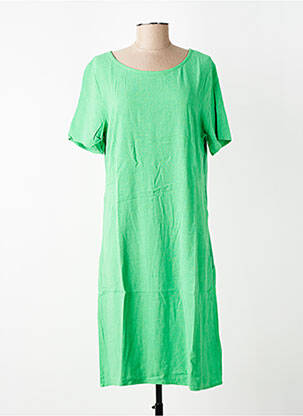 Robe mi-longue coupe fluide manches courtes vert KAFFE femme