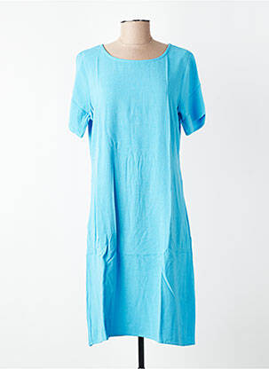 Robe mi-longue coupe fluide manches courtes bleu KAFFE femme