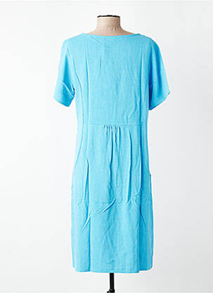 Robe mi-longue coupe fluide manches courtes bleu KAFFE femme