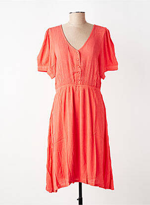 Robe mi-longue coupe fluide manches courtes orange KAFFE femme