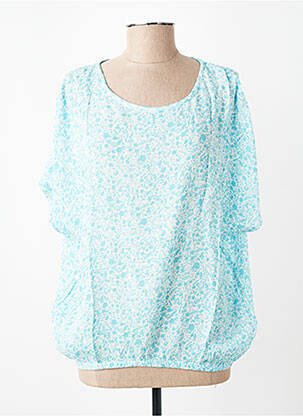 Top tissage crêpe manches courtes bleu KAFFE femme