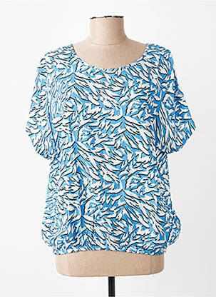 Top imprimé fantaisie manches courtes bleu KAFFE femme