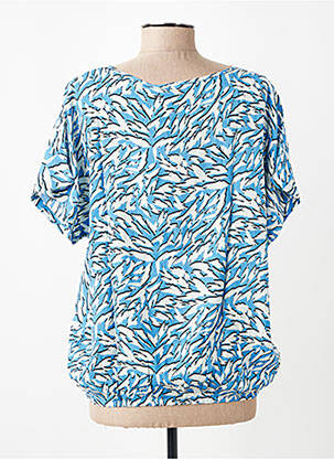 Top imprimé fantaisie manches courtes bleu KAFFE femme