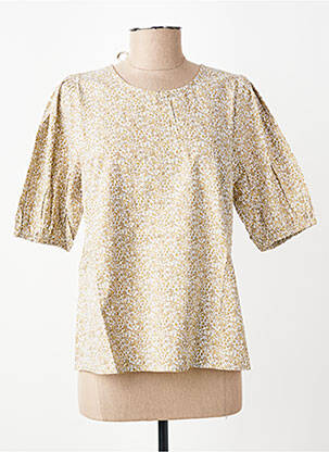 Blouse tissage popeline manches courtes jaune KAFFE femme