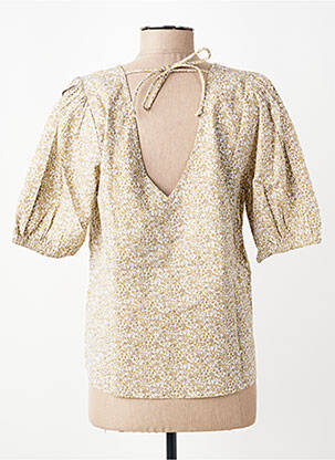 Blouse tissage popeline manches courtes jaune KAFFE femme