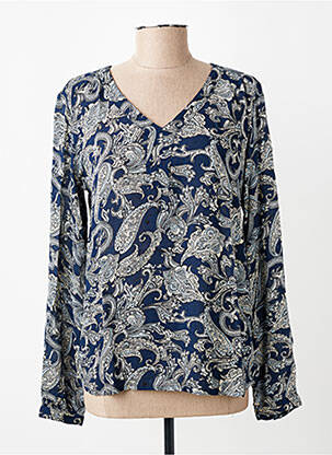 Top coupe fluide manches courtes bleu KAFFE femme