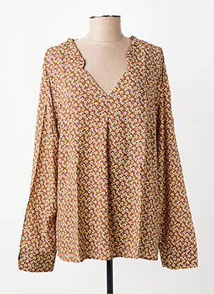 Blouse tissage popeline manches longues jaune C'EST BEAU LA VIE femme