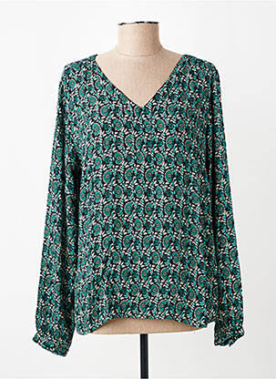 Blouse imprimé fleurs manches longues vert KAFFE femme