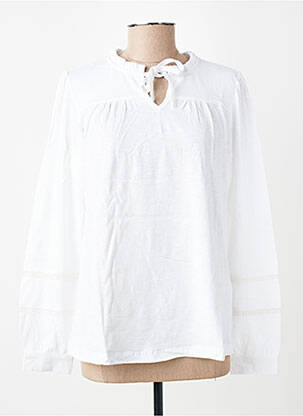 Blouse tissage popeline manches longues blanc LILY & ME femme
