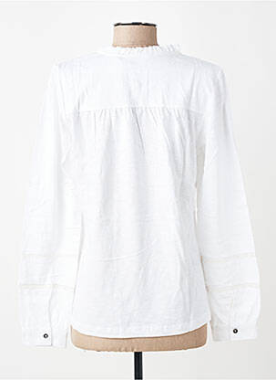 Blouse tissage popeline manches longues blanc LILY & ME femme