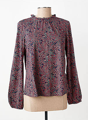 Blouse tissage popeline manches longues bleu LILY & ME femme
