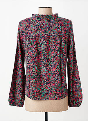 Blouse tissage popeline manches longues bleu LILY & ME femme