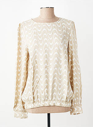 Blouse tissage popeline manches longues beige KAFFE femme