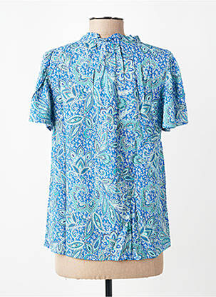 Blouse tissage popeline manches courtes bleu C'EST BEAU LA VIE femme