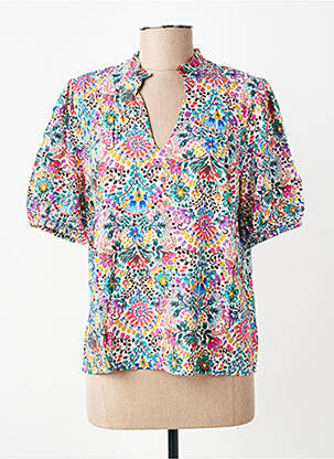 Blouse tissage popeline manches courtes blanc C'EST BEAU LA VIE femme
