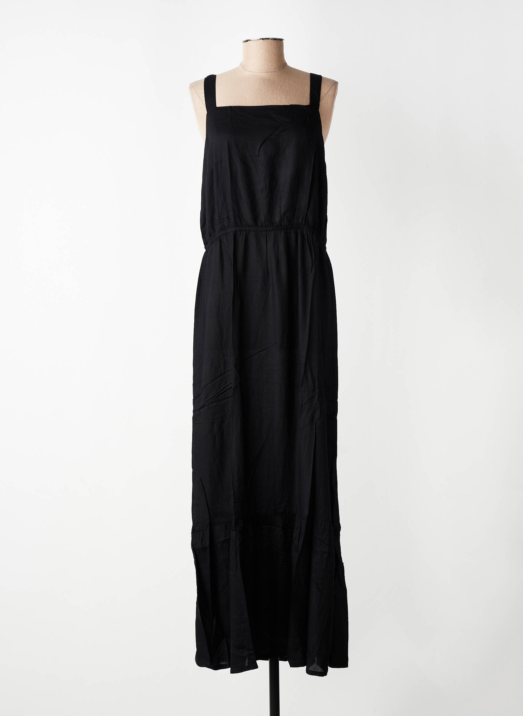 Robe longue fines bretelles fines bretelles noir KAFFE femme