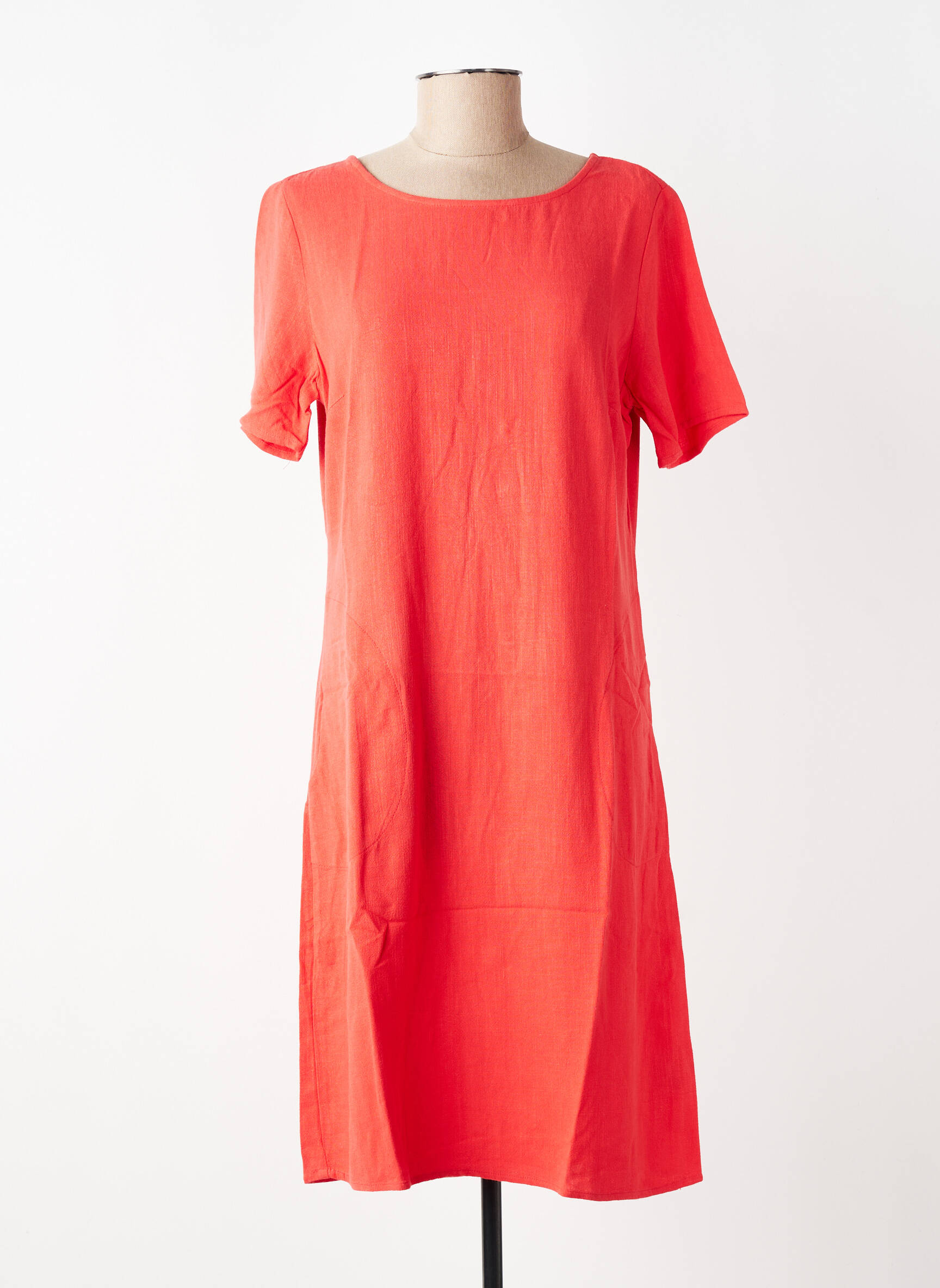 Robe mi-longue coupe fluide manches courtes rouge KAFFE femme