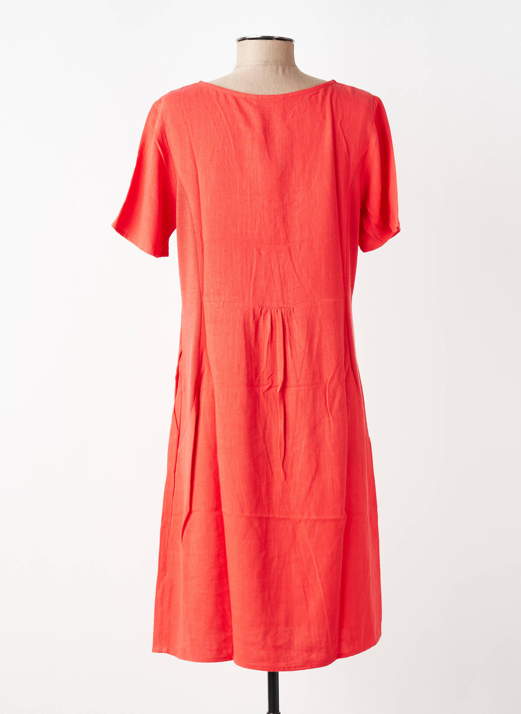Robe mi-longue coupe fluide manches courtes rouge KAFFE femme