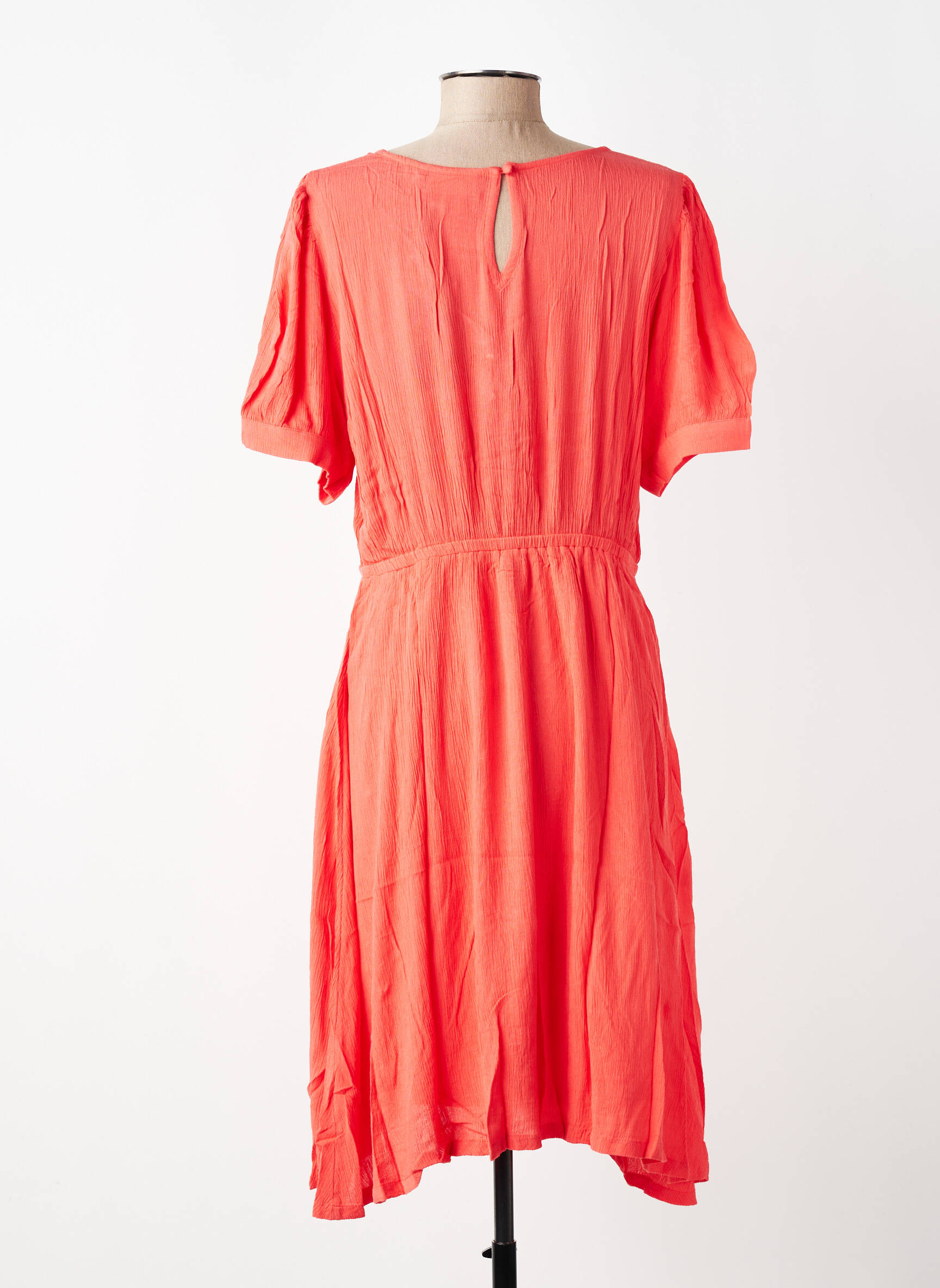 Robe mi-longue coupe fluide manches courtes orange KAFFE femme