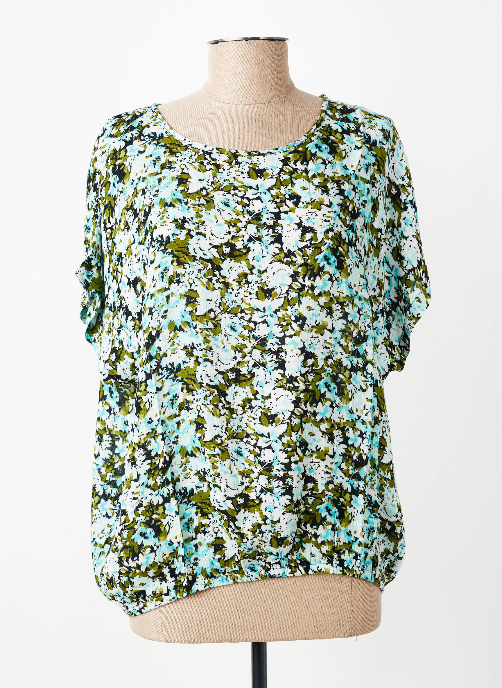 Top coupe fluide manches courtes bleu KAFFE femme