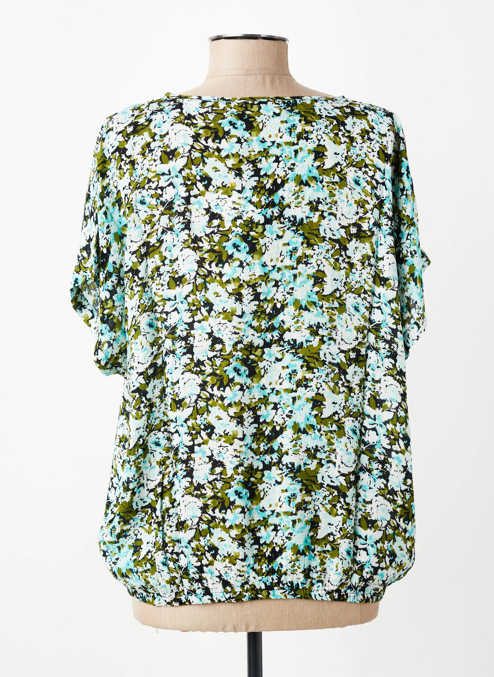 Top coupe fluide manches courtes bleu KAFFE femme