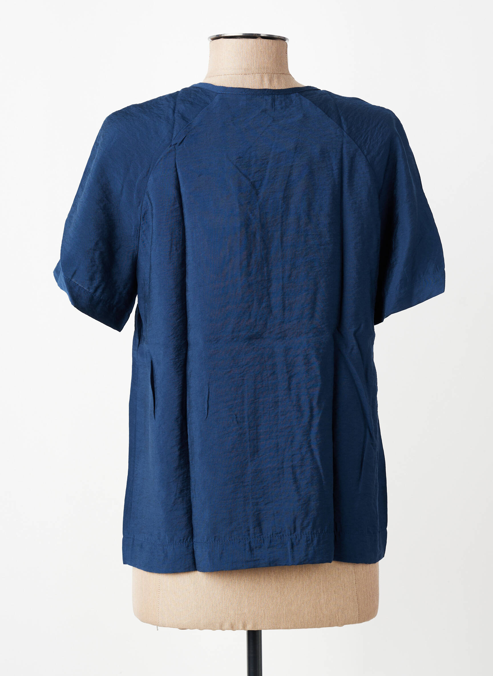 Blouse tissage popeline manches courtes bleu C'EST BEAU LA VIE femme