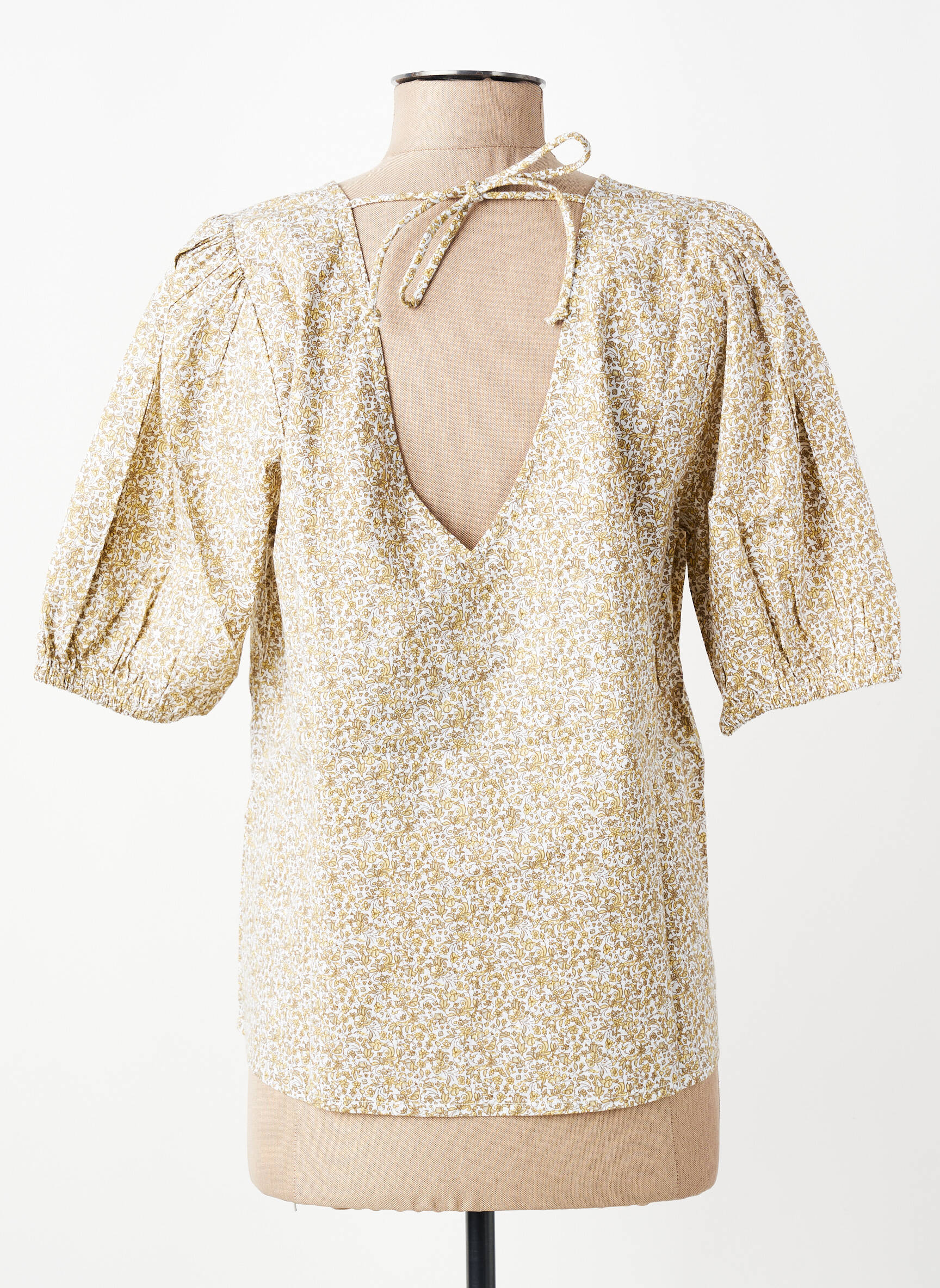 Blouse tissage popeline manches courtes jaune KAFFE femme