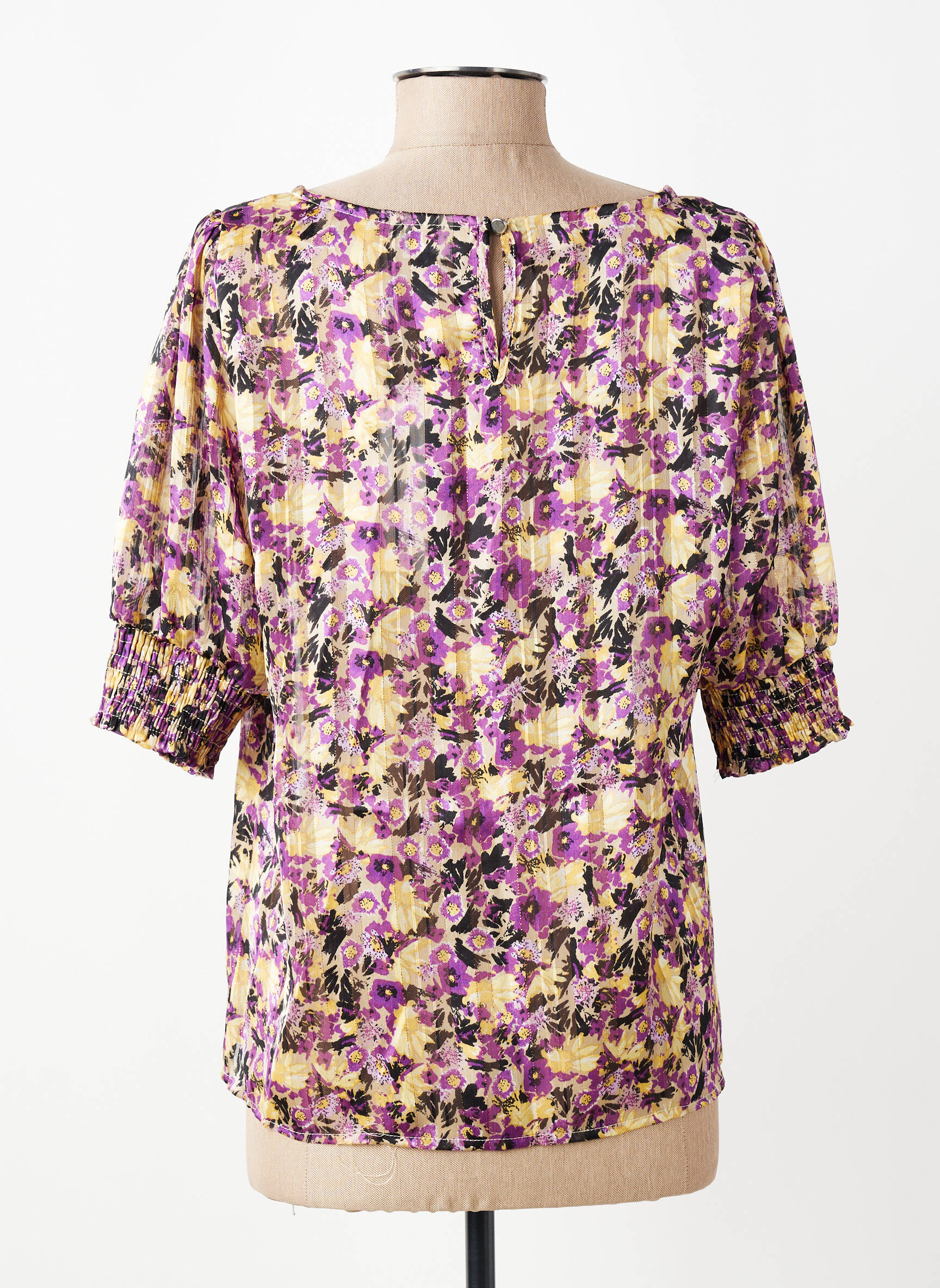 Blouse imprimé fleurs manches 3/4 violet KAFFE femme