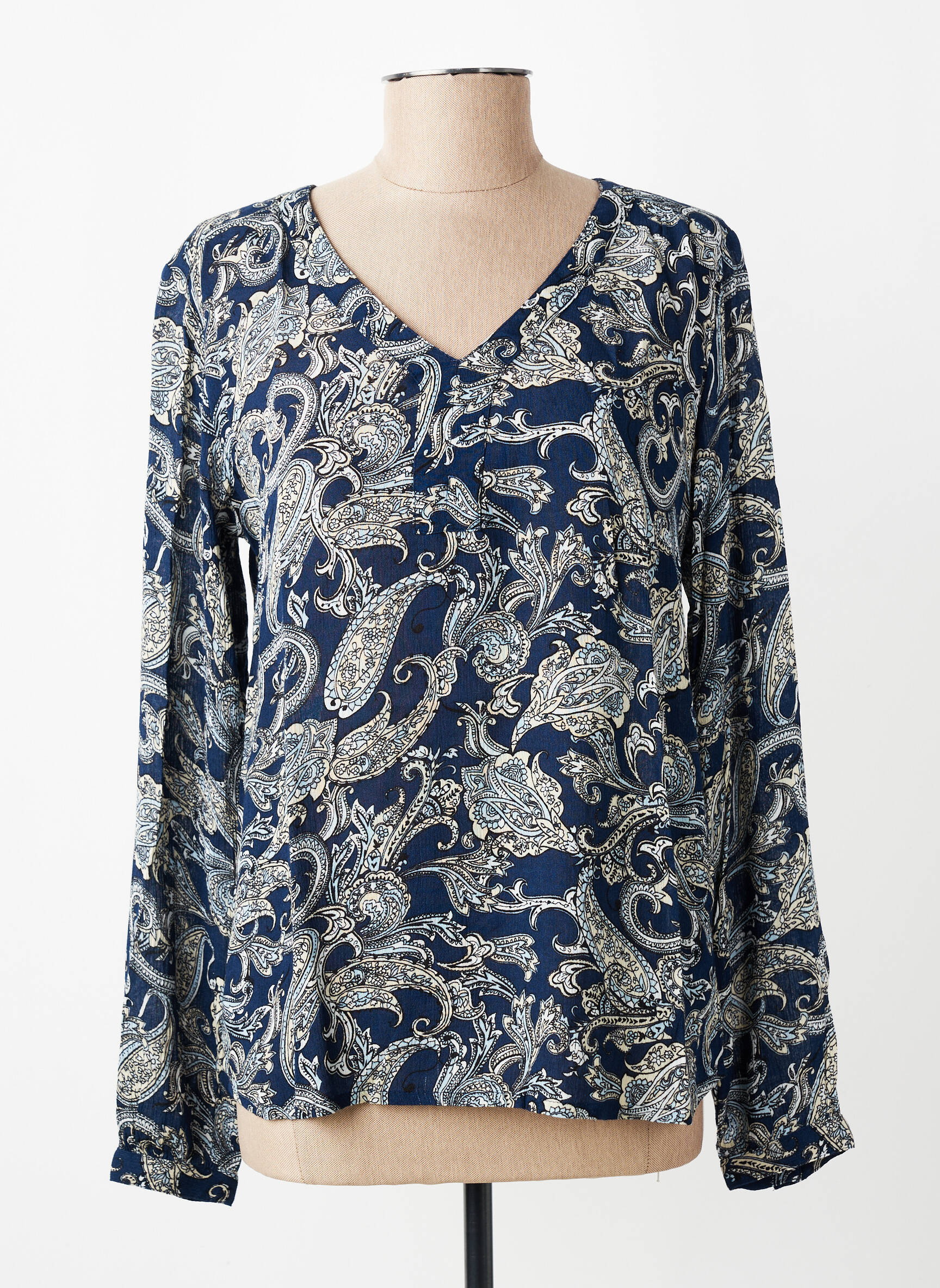 Top coupe fluide manches courtes bleu KAFFE femme