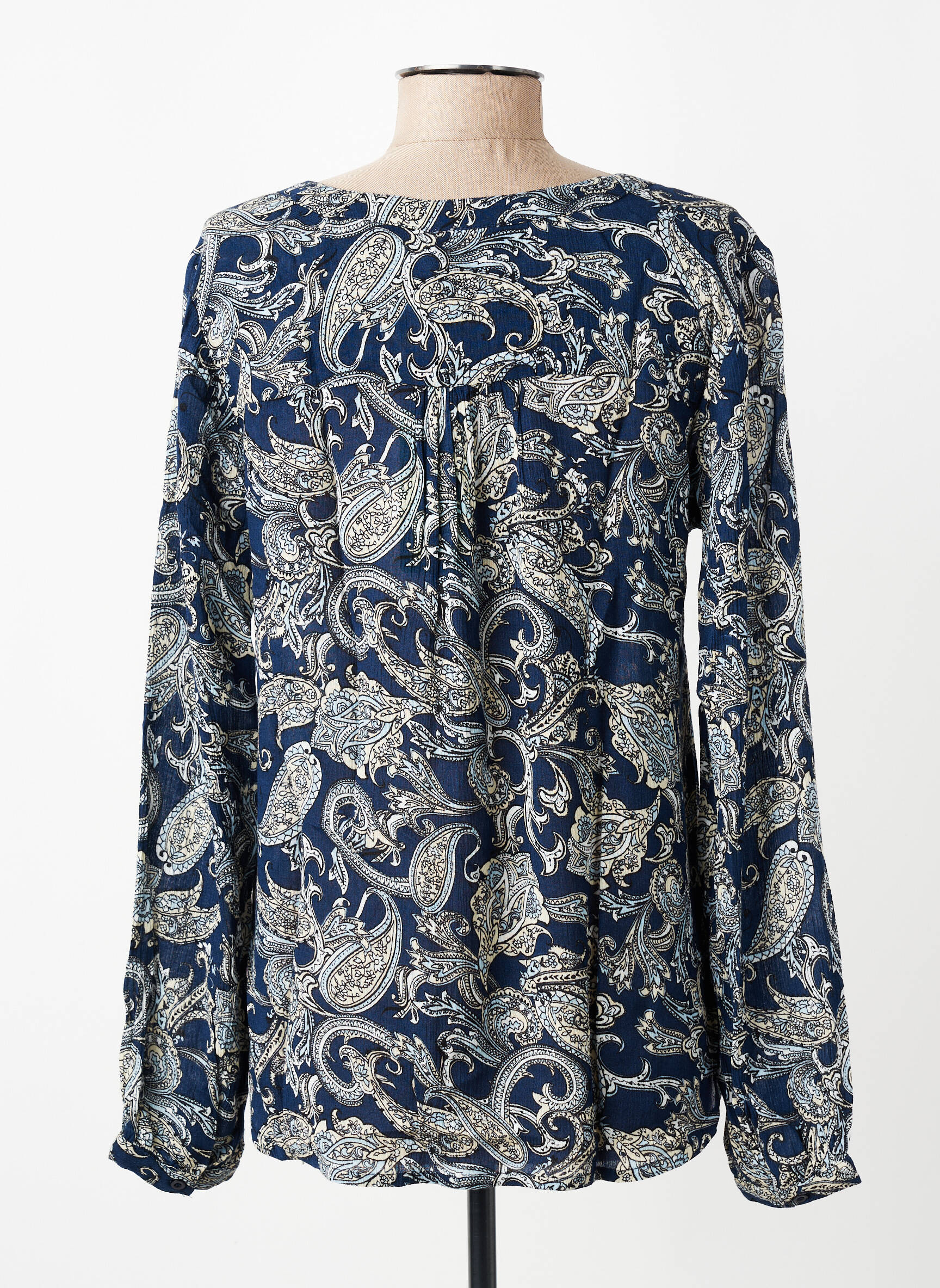 Top coupe fluide manches courtes bleu KAFFE femme