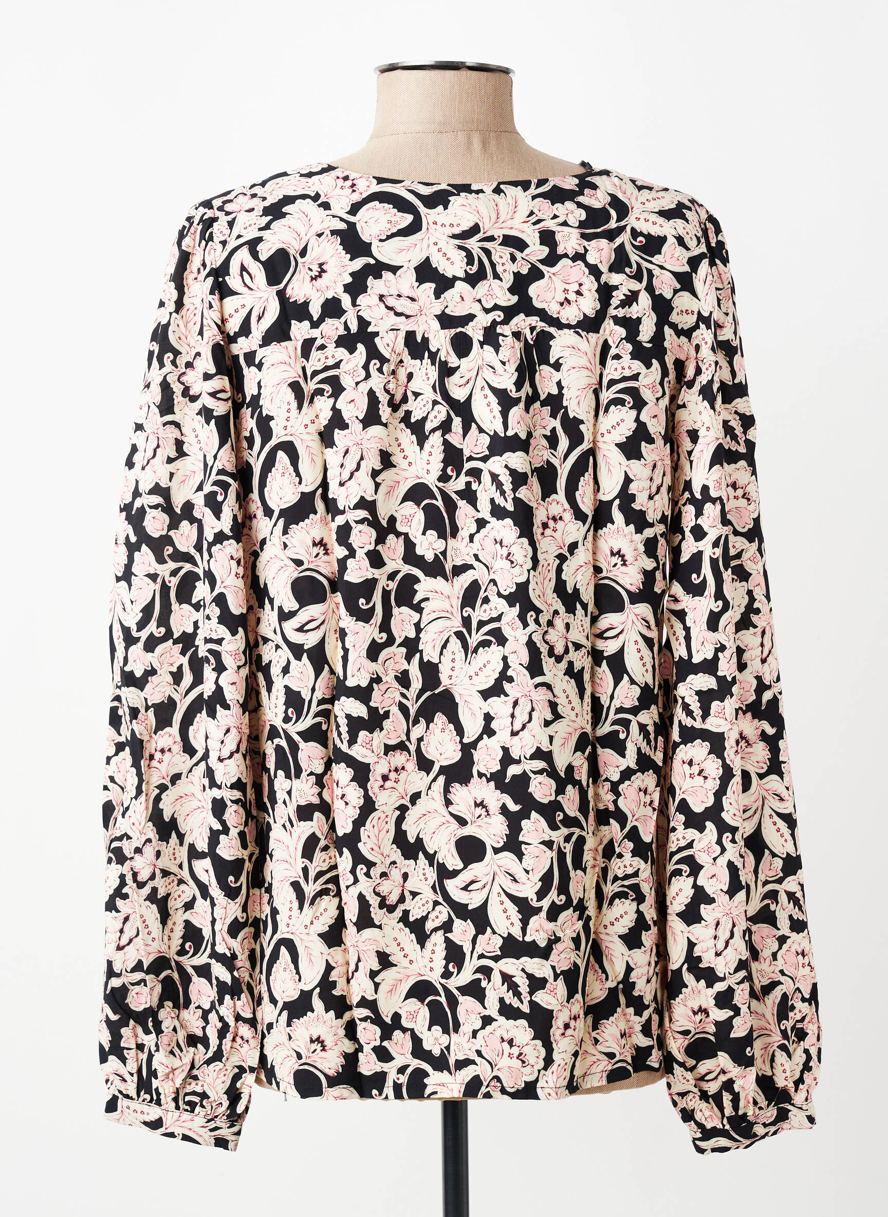 Blouse tissage popeline manches longues noir C'EST BEAU LA VIE femme