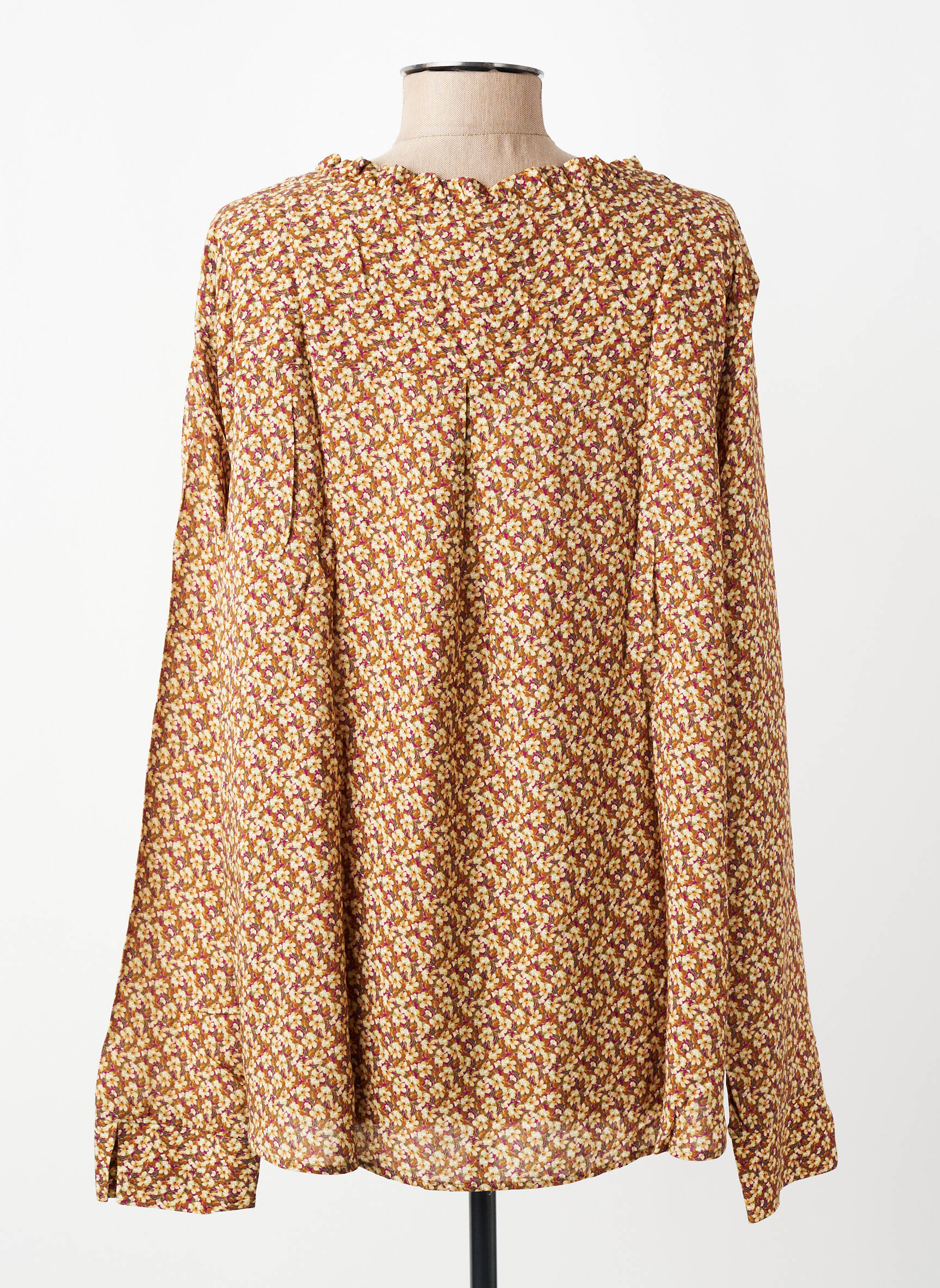 Blouse tissage popeline manches longues jaune C'EST BEAU LA VIE femme