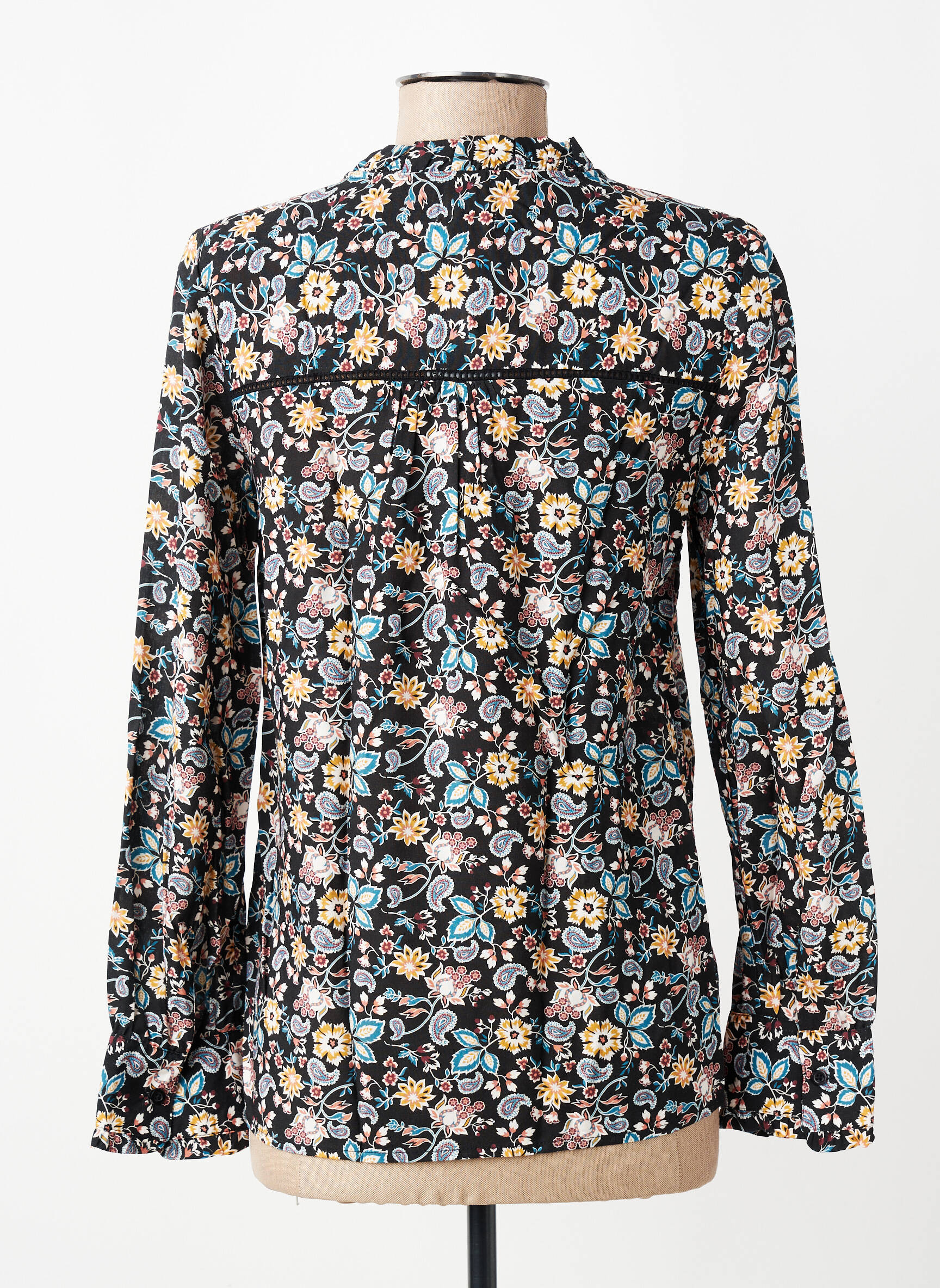 Chemisier tissage popeline manches longues noir C'EST BEAU LA VIE femme