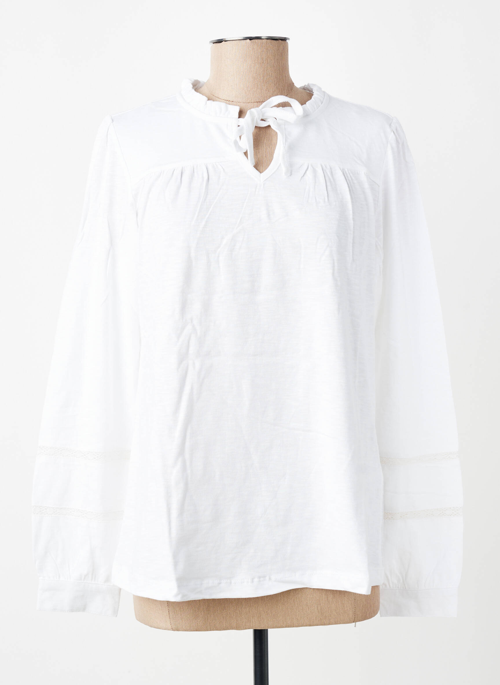 Blouse tissage popeline manches longues blanc LILY & ME femme