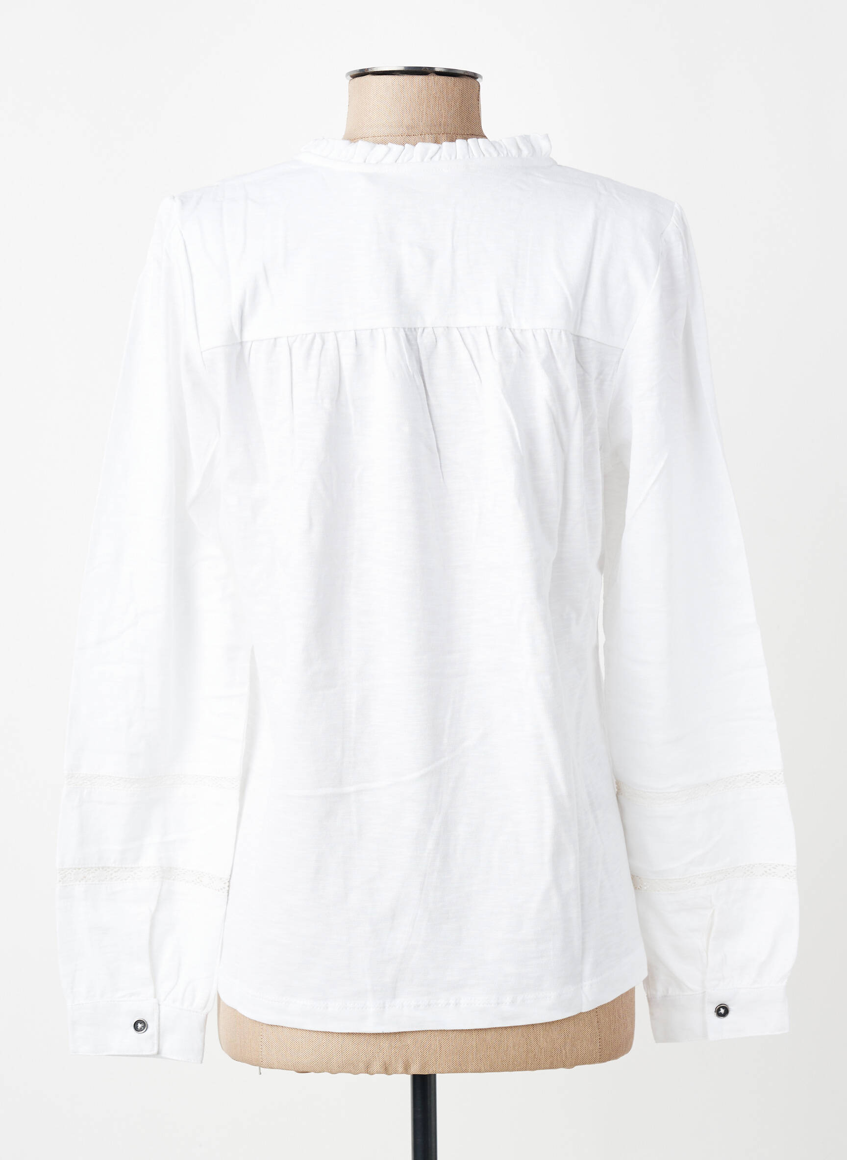 Blouse tissage popeline manches longues blanc LILY & ME femme