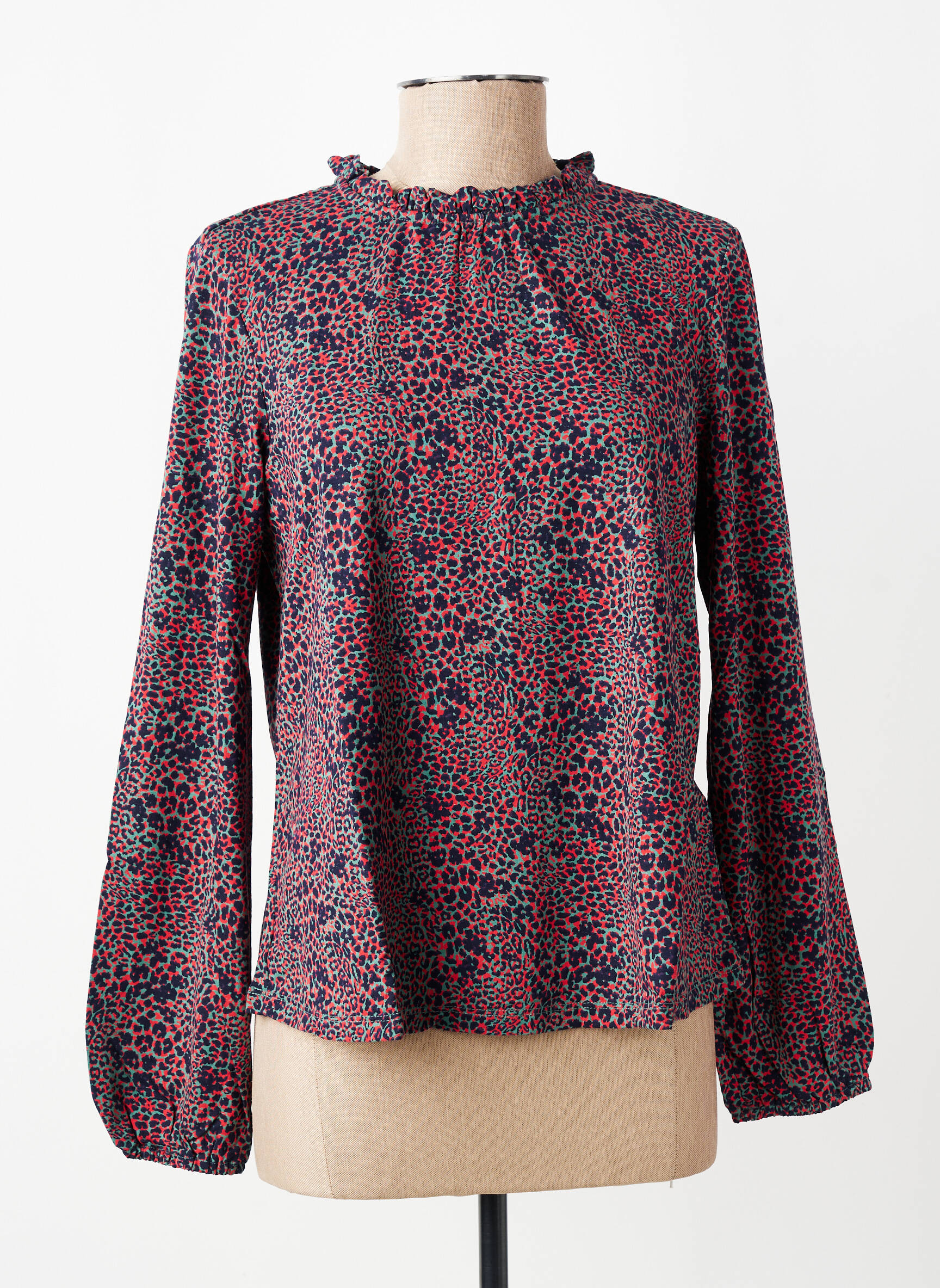 Blouse tissage popeline manches longues bleu LILY & ME femme