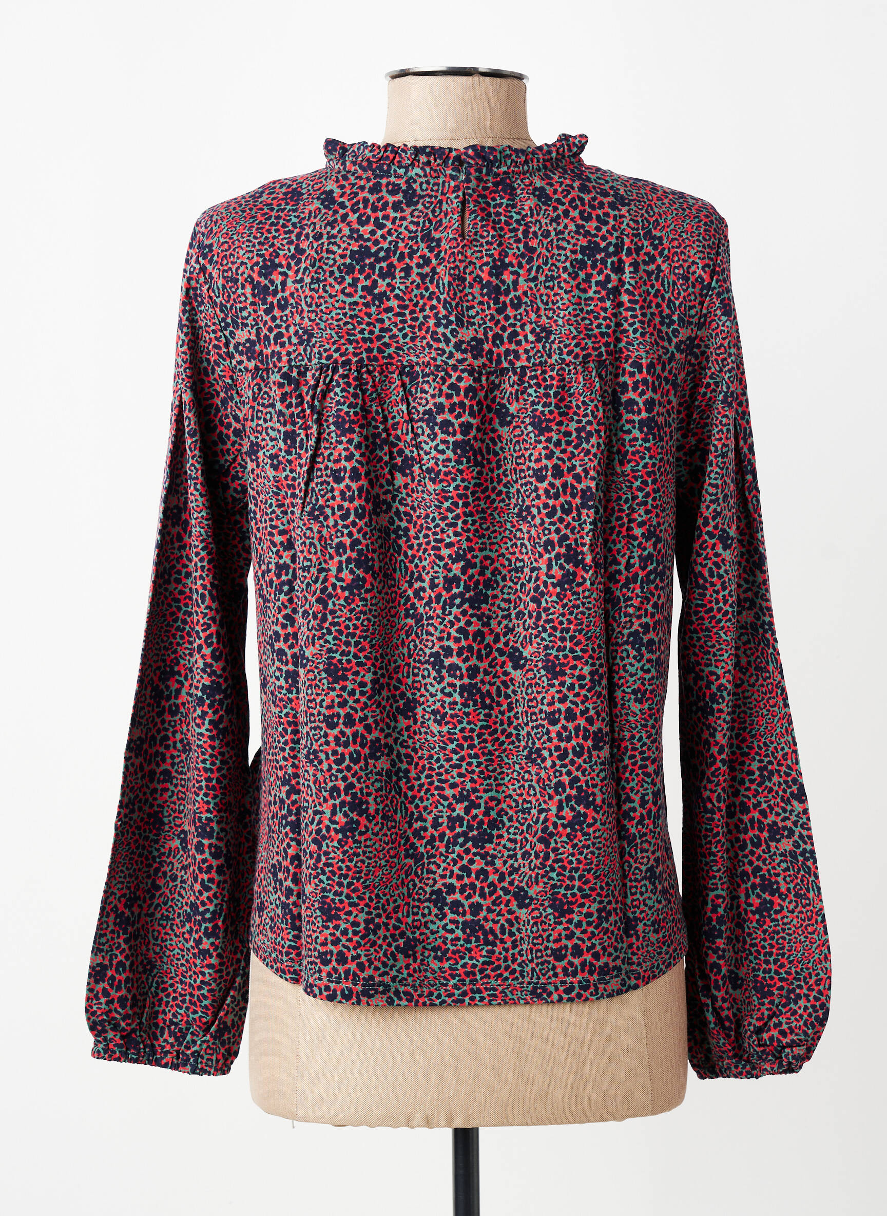 Blouse tissage popeline manches longues bleu LILY & ME femme