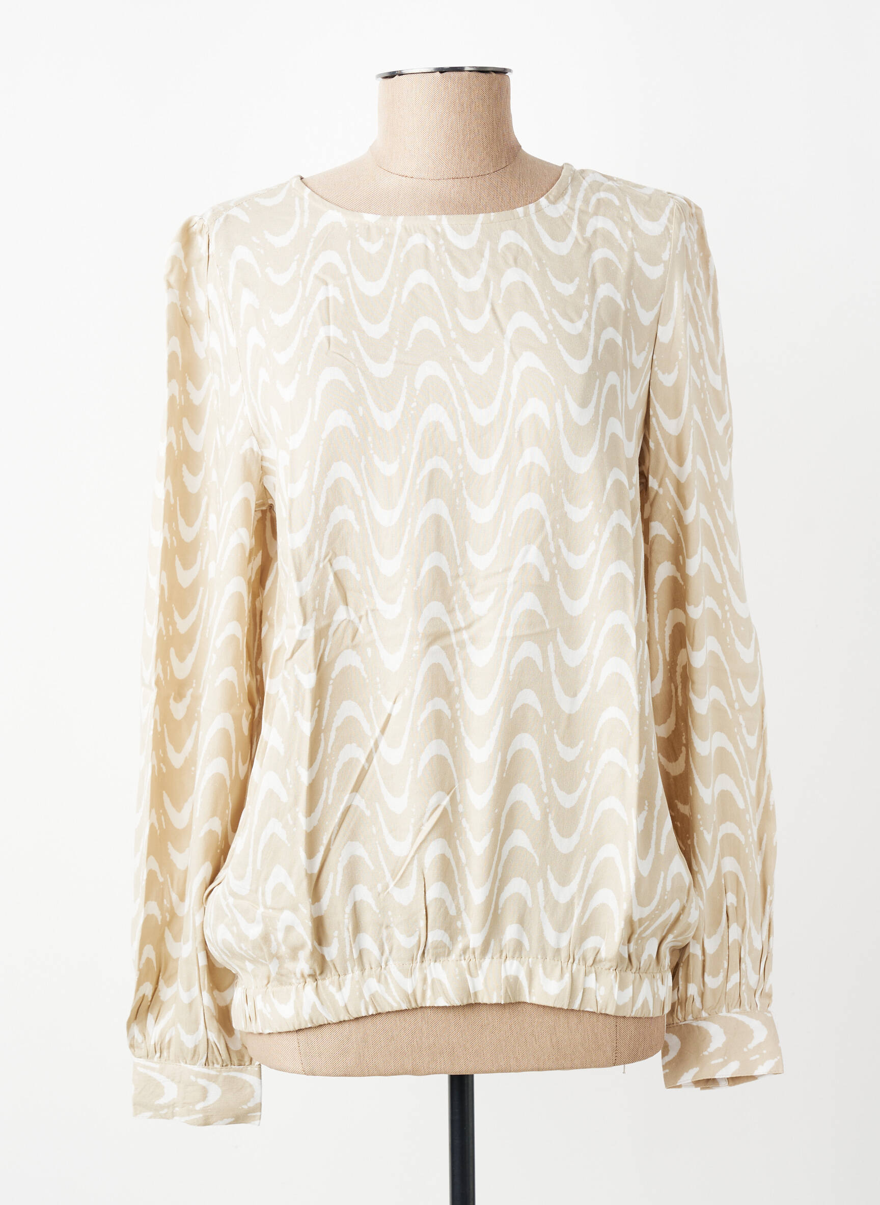 Blouse tissage popeline manches longues beige KAFFE femme