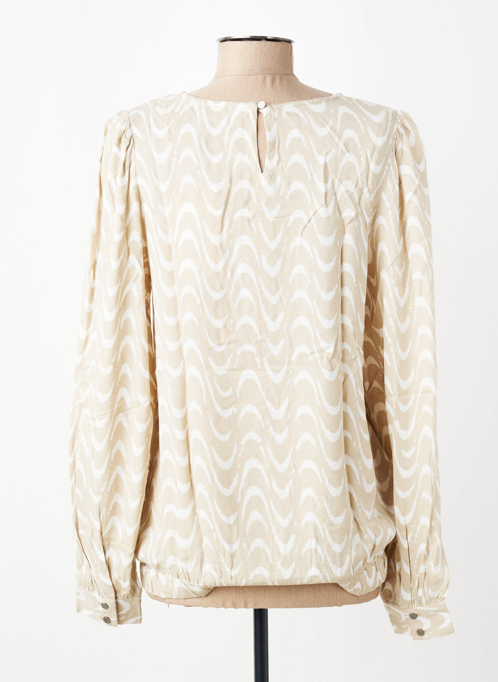 Blouse tissage popeline manches longues beige KAFFE femme