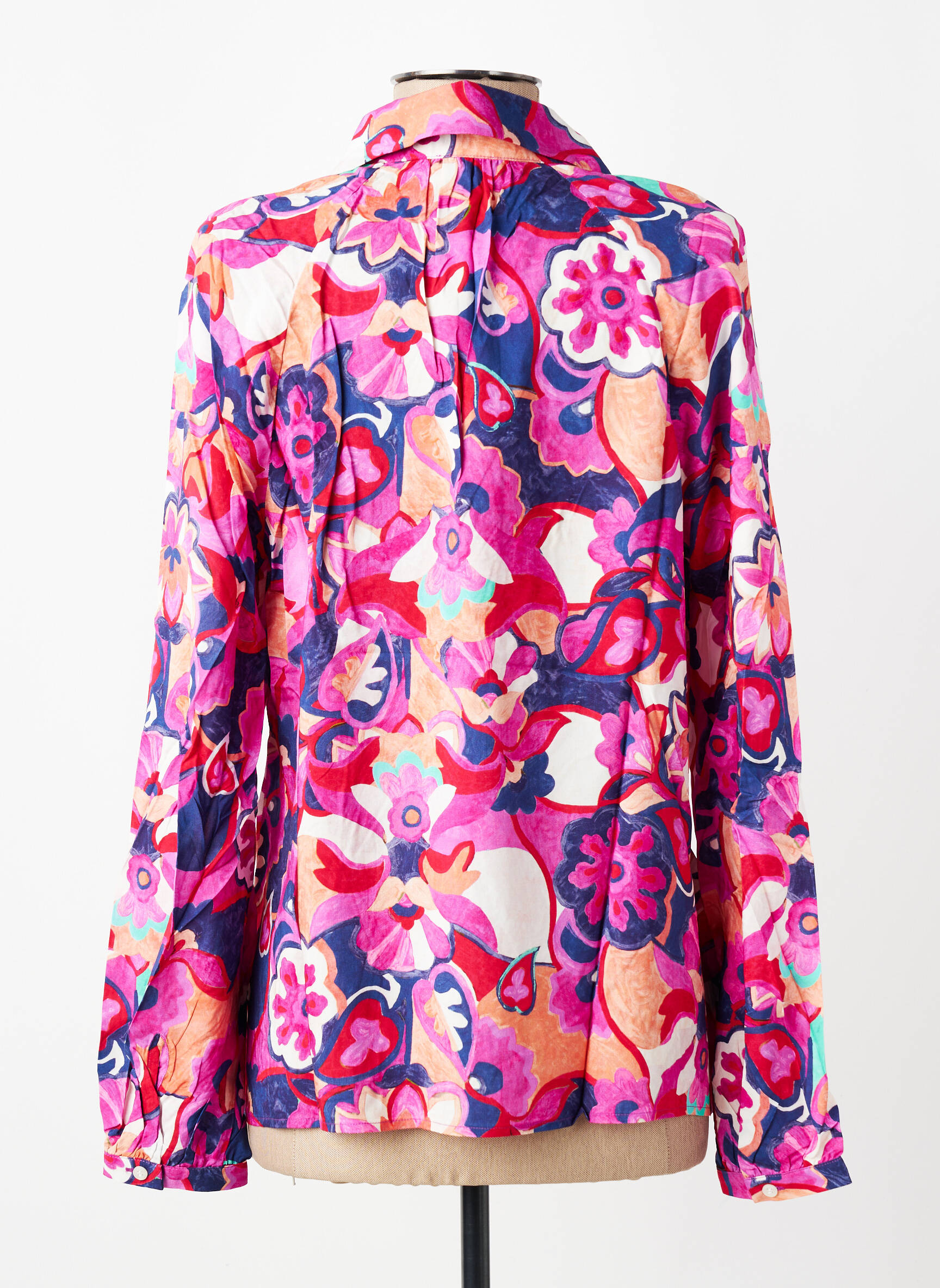 Blouse tissage popeline manches longues rose C'EST BEAU LA VIE femme