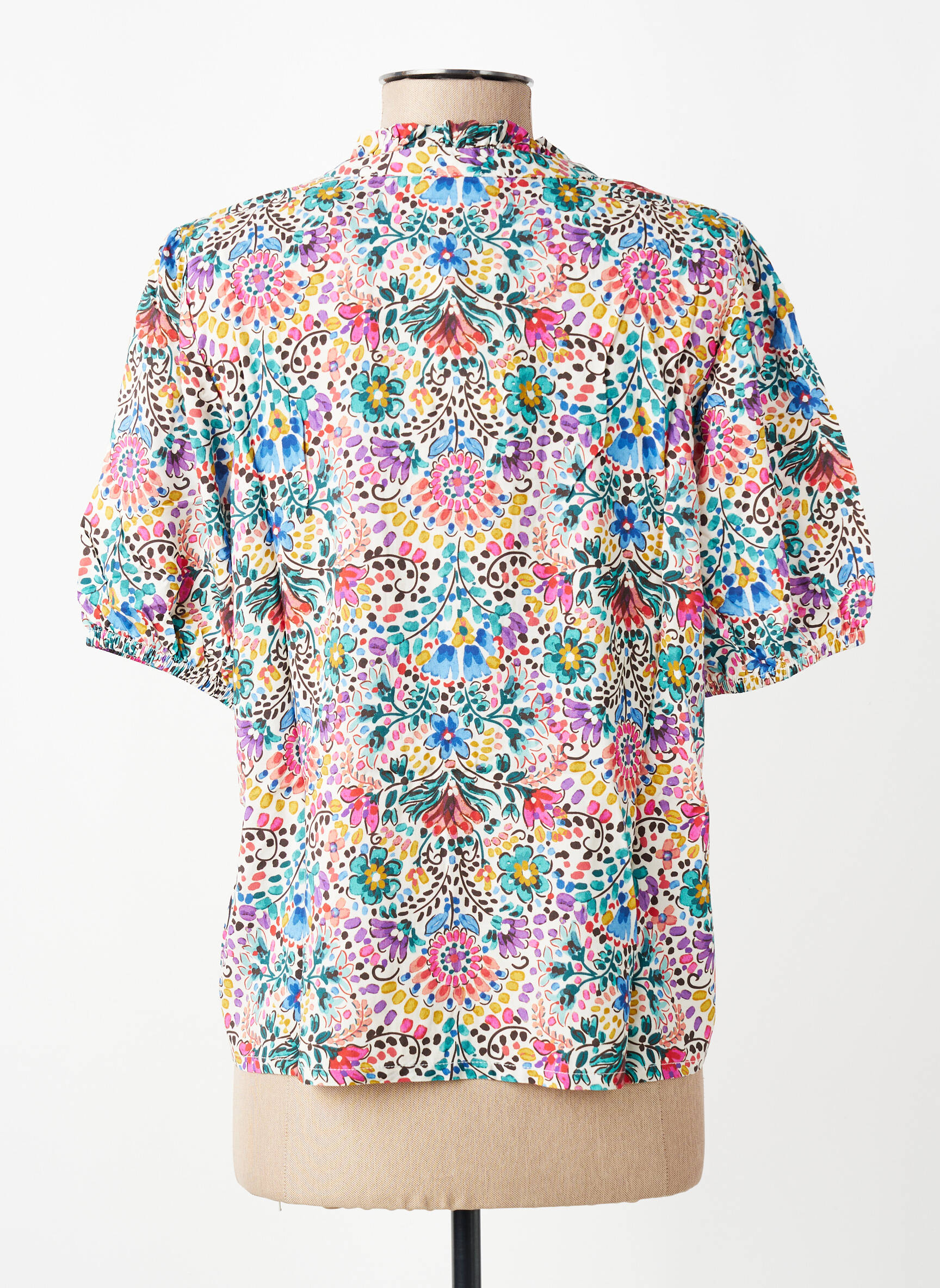 Blouse tissage popeline manches courtes blanc C'EST BEAU LA VIE femme