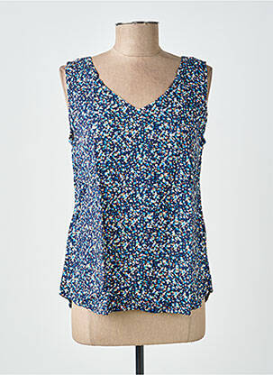 Blouse imprimé fantaisie sans manche bleu LILY & ME femme