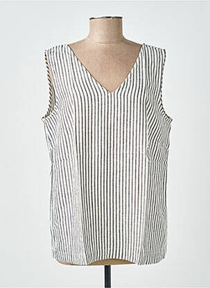 Top col v sans manche gris KAFFE femme
