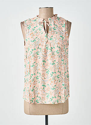 Blouse tissage popeline sans manche rose C'EST BEAU LA VIE femme