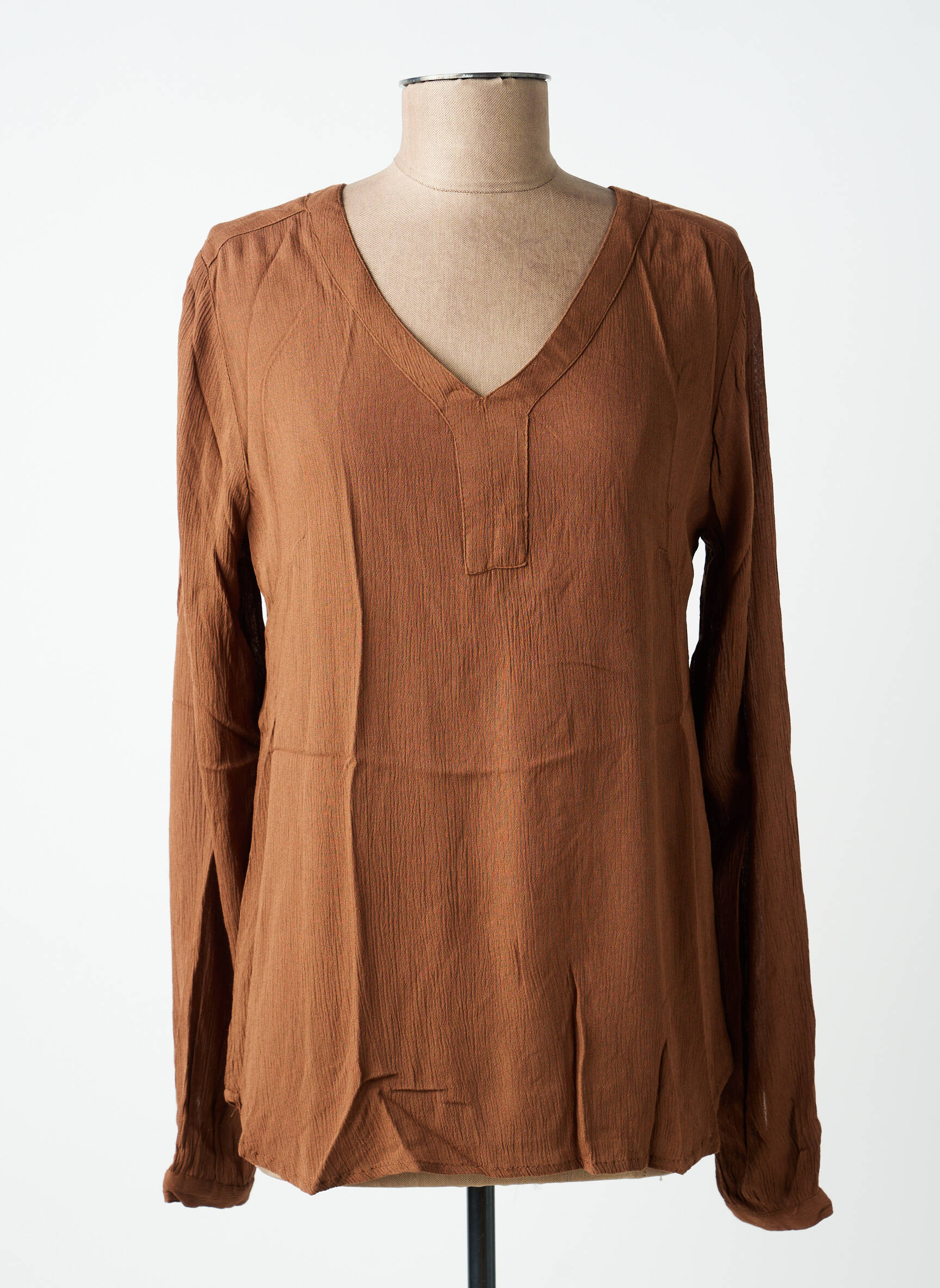 Top manches longues manches longues marron KAFFE femme